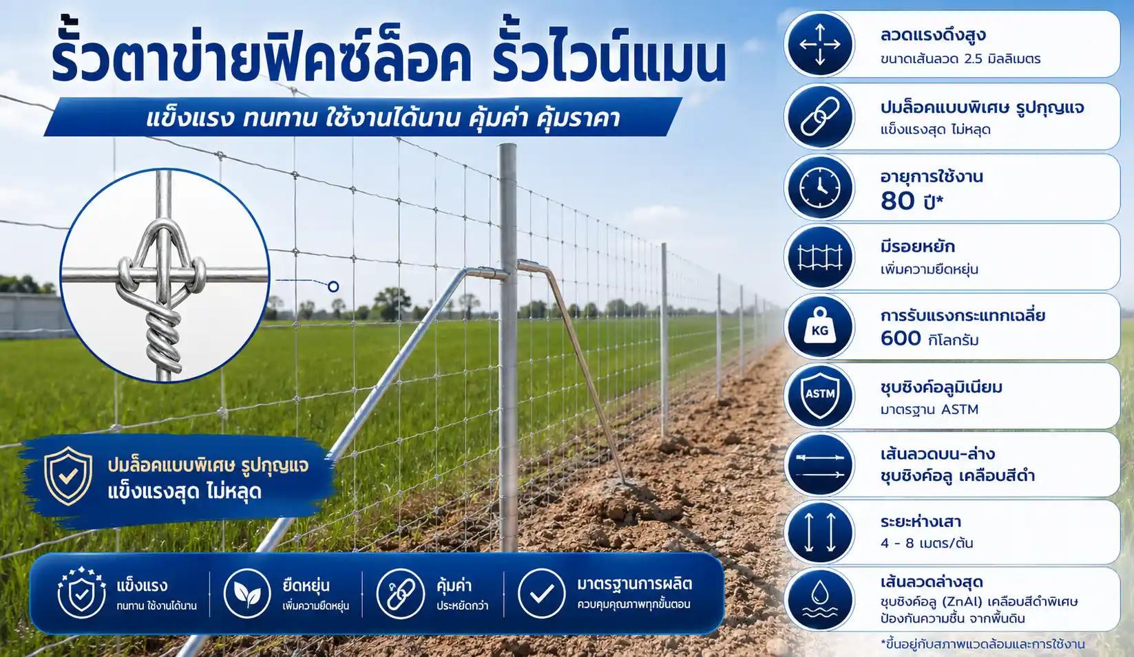 จุดเด่นรั้วตาข่ายฟิคซ์ล็อคไวน์แมน
