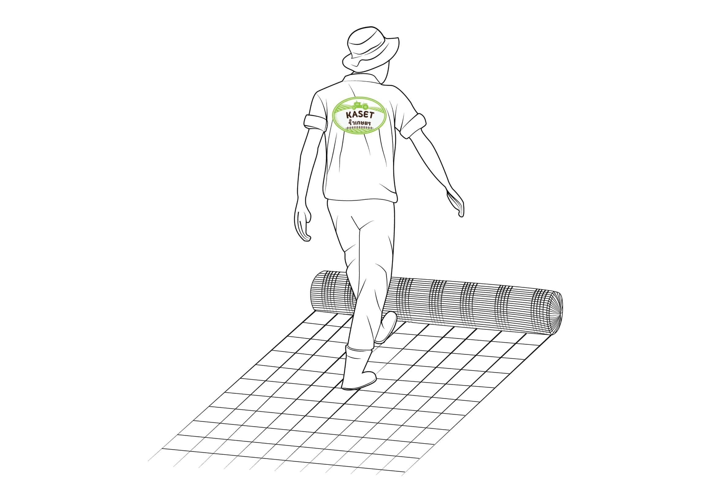 วิธีการติดตั้ง รั้วตาข่าย รั้วเกษตร ขั้นตอนที่ 2 คลี่ตาข่ายออกจากม้วน แล้วผูกกับเสาต้นแรก