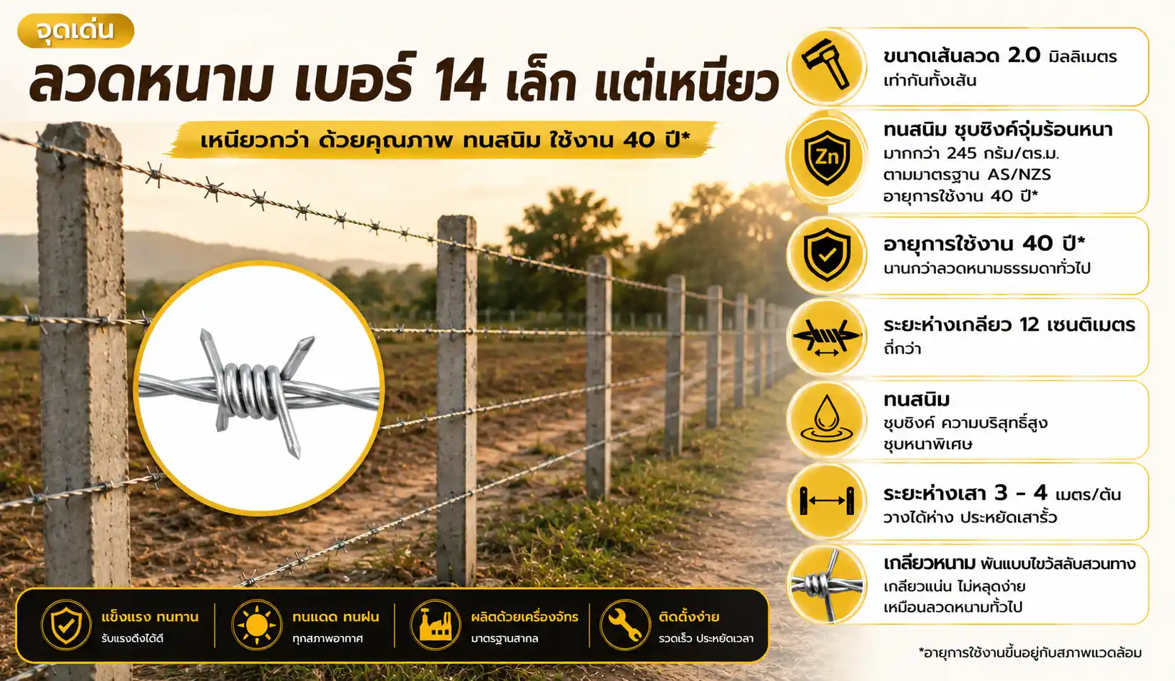 จุดเด่นลวดหนาเทวดาทนสนิม