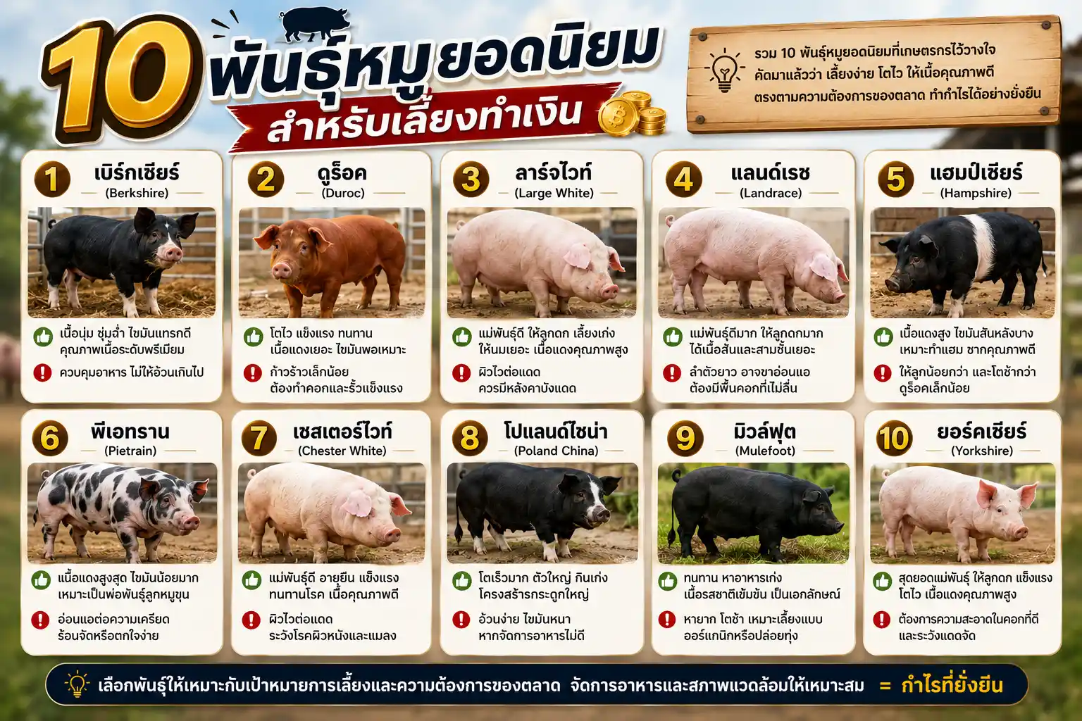 สายพันธุ์หมูเลี้ยง ทำเงิน