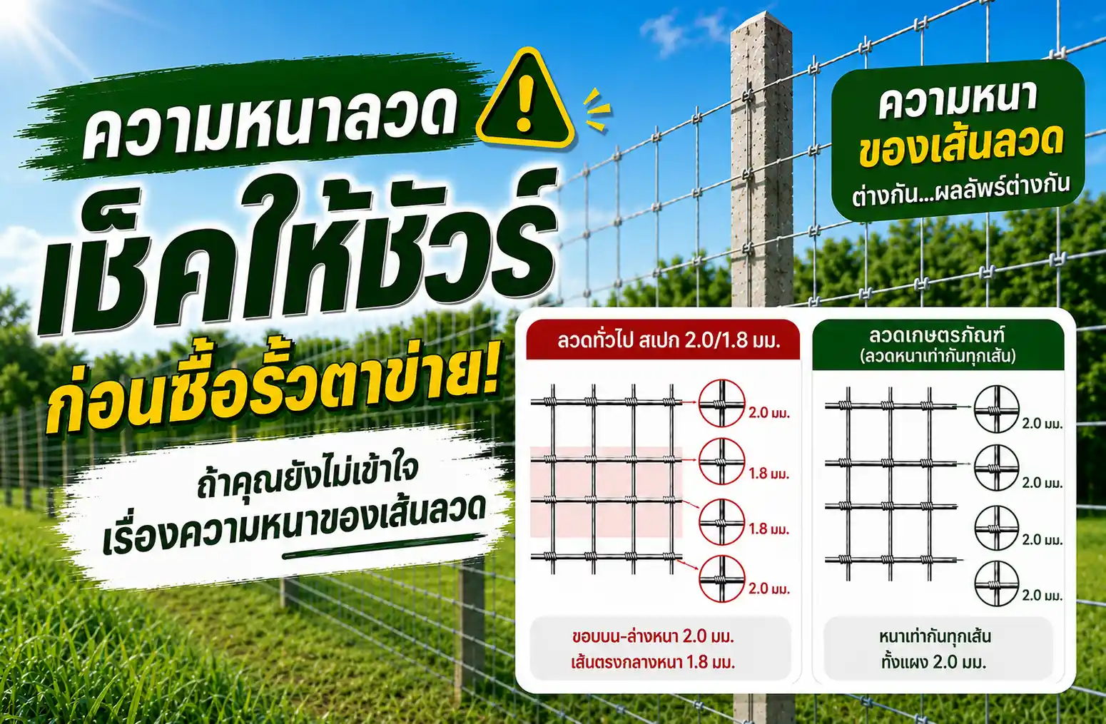 ความหนาของเส้นลวด เช็คให้ชัวร์ก่อนจ่ายเงิน ป้องกันปัญหารั้วพังไว