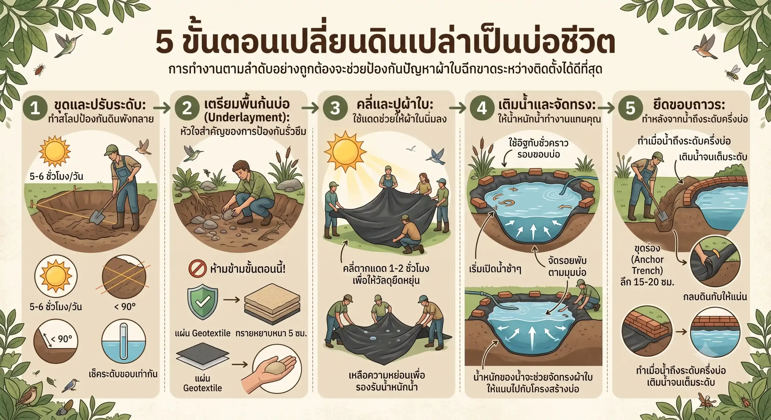 5 ขั้นตอนเปลี่ยนดินเปล่าเป็นบ่อชีวิต