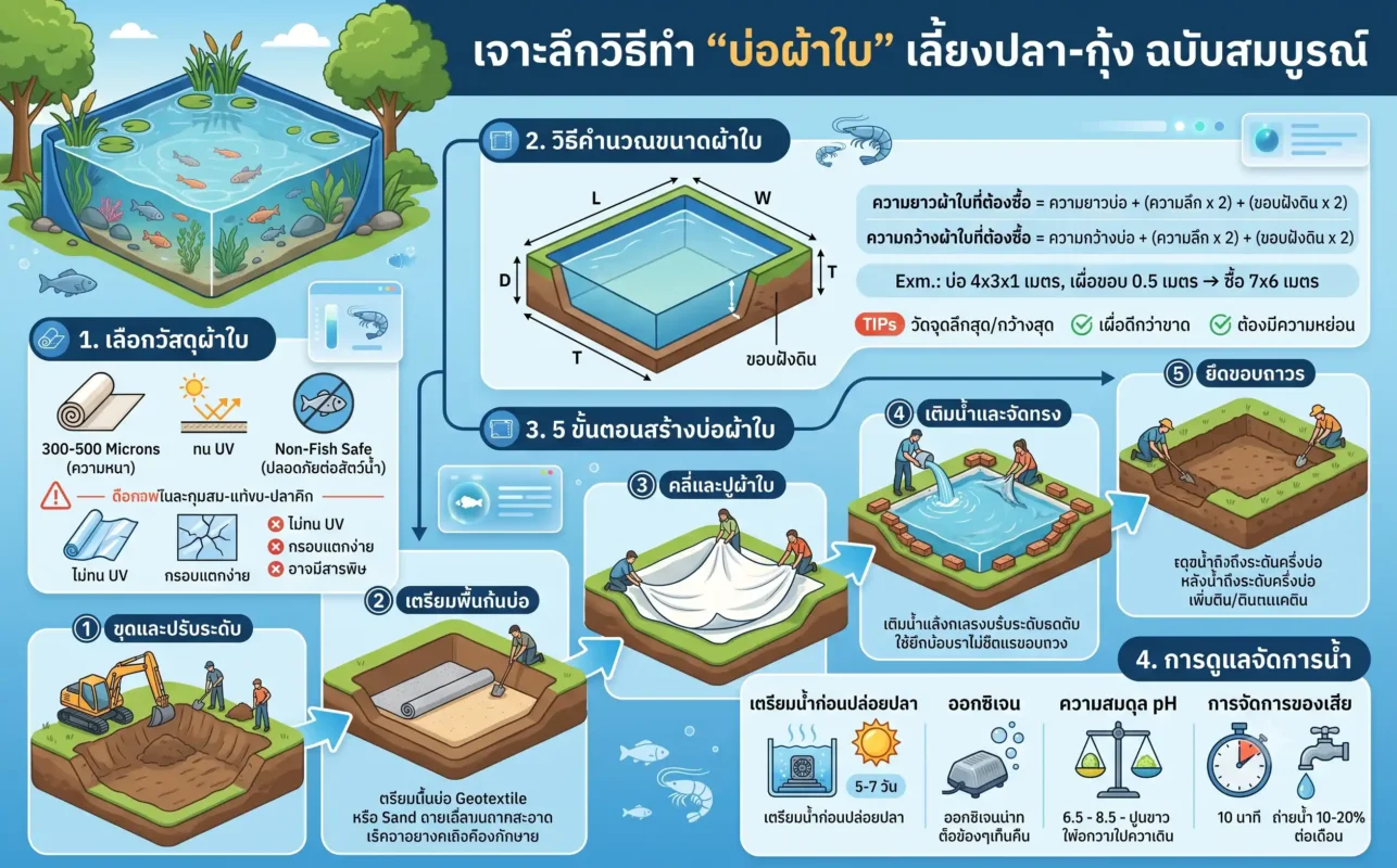 เจาะลึกวิธีทำ บ่อผ้าใบ เลี้ยงปลา-กุ้ง ฉบับสมบูรณ์