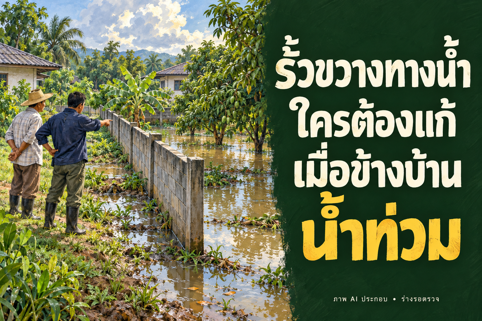 รั้วขวางทางน้ำ ใครต้องแก้เมื่อข้างบ้านน้ำท่วม